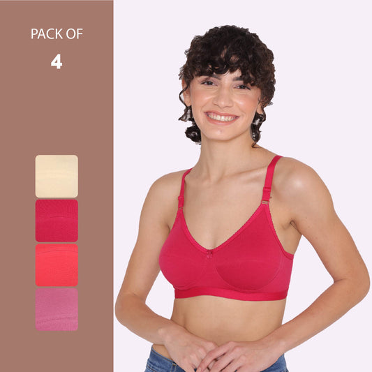 Women's Non Padded Non-Wired Regular Bra-RIO Combo of 4 INKURV | Bras and Active Wear